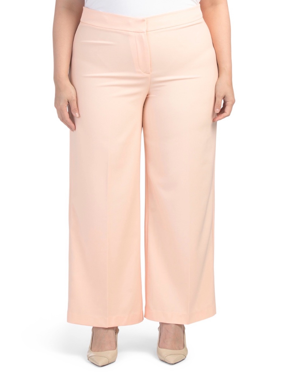 Tahari ASL Plus Crepe Wide Leg Pants 24W NWT Parfait Peach